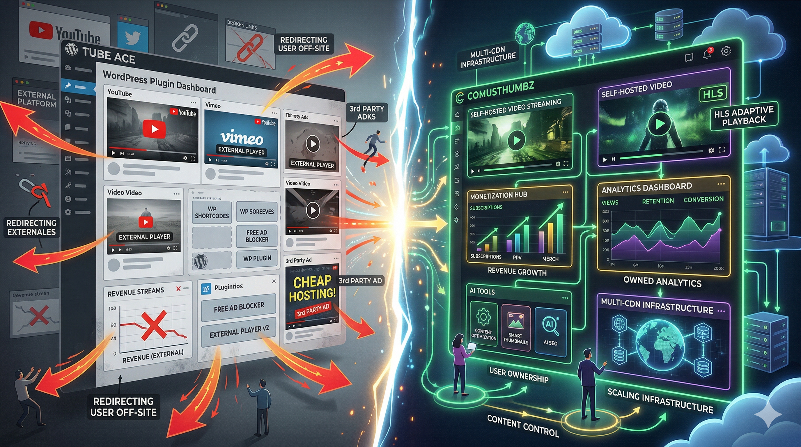 ComusThumbz vs Tube Ace: Professional CMS vs Budget WordPress Plugin