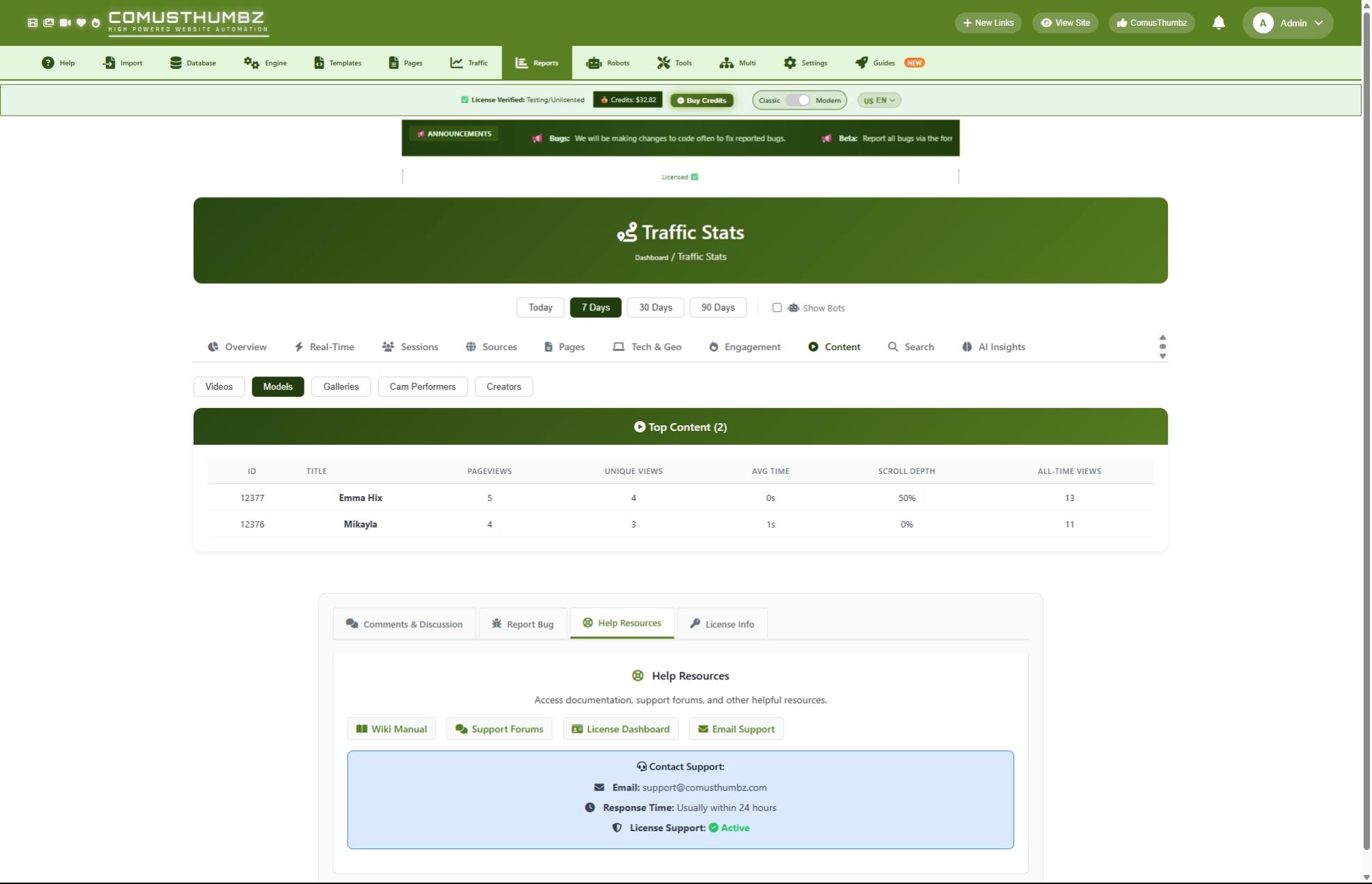 Inbound Traffic Stats
